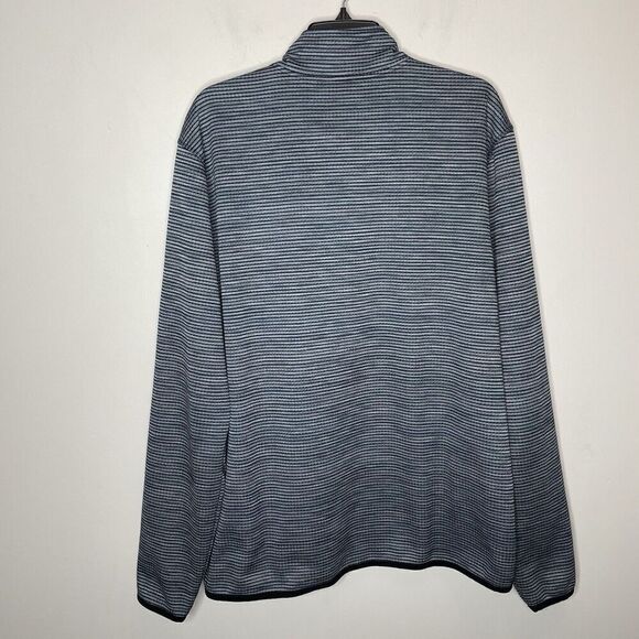 PRANA 1/4-Zip Pullover Mens XL Striped Waffle Sweatshirt Base Layer Blue - Picture 7 of 10